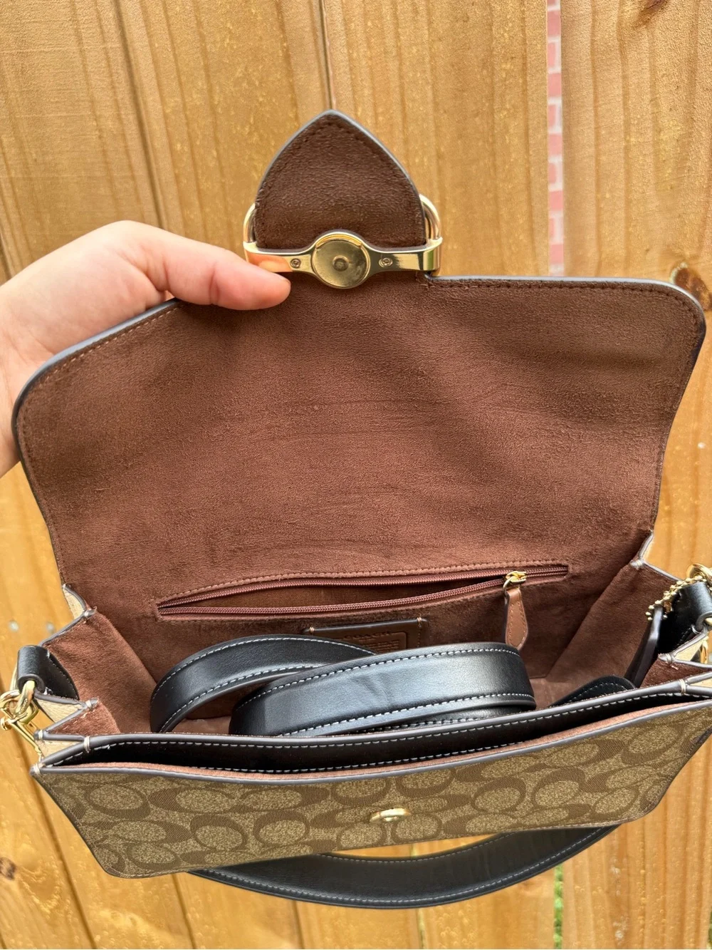 Coach Brown & Black Signature Shoulder Bag